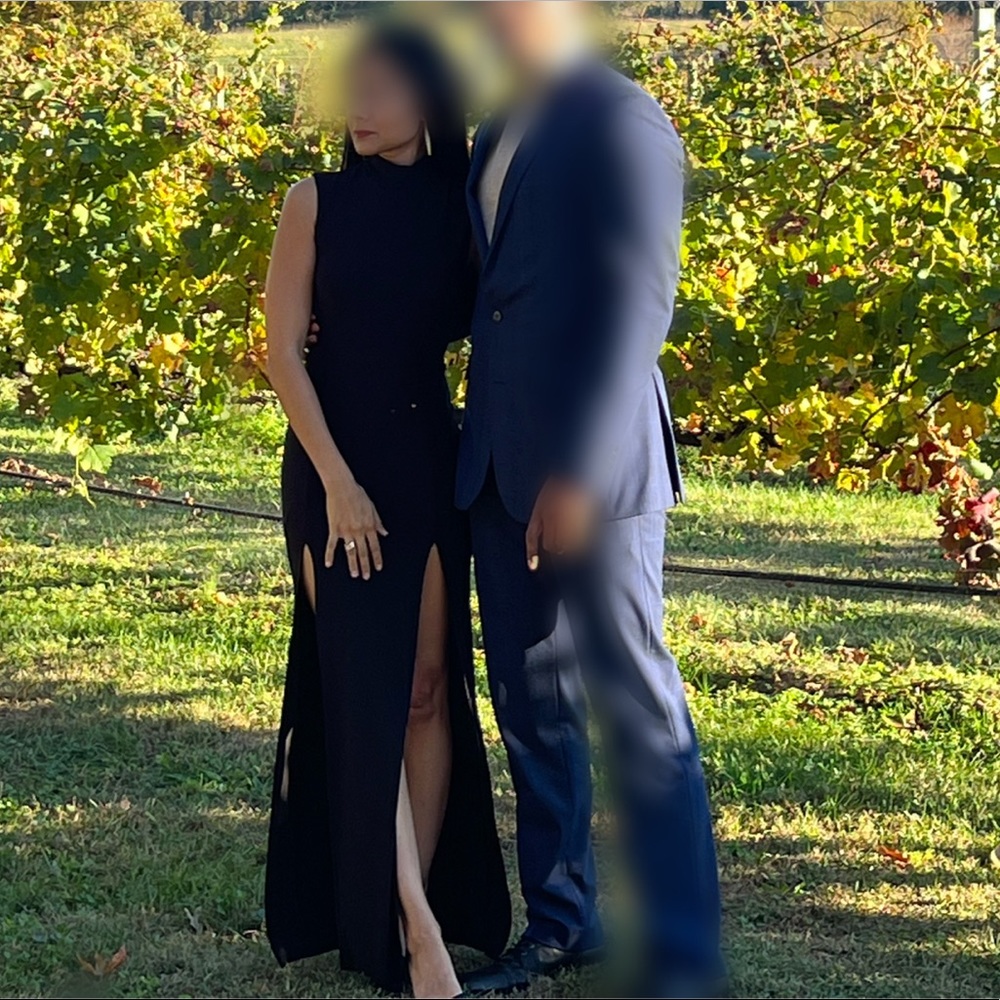 Black high neck dress